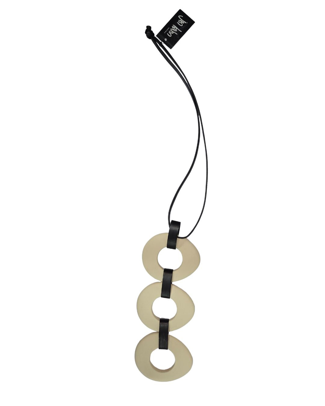jen kahn 3 Disc Elliptical Pendant in Ecru – long resin pendant necklace