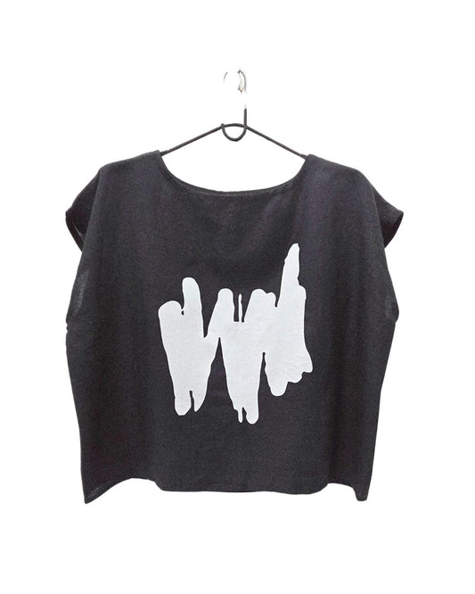 Shadow Print Linen Top