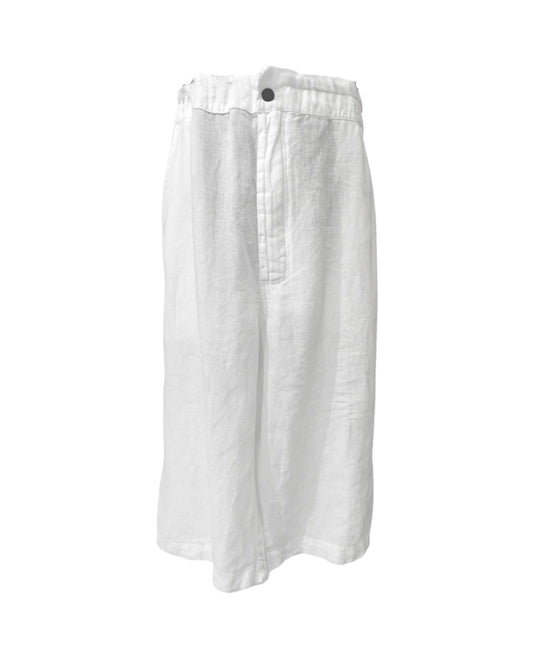 jen kahn cropped drawstring linen pants in white