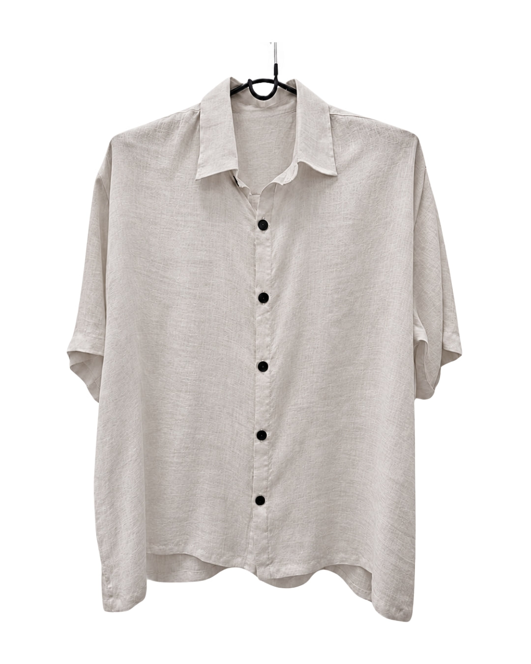 Jen Kahn Short Sleeved Linen Shirt in natural pure linen