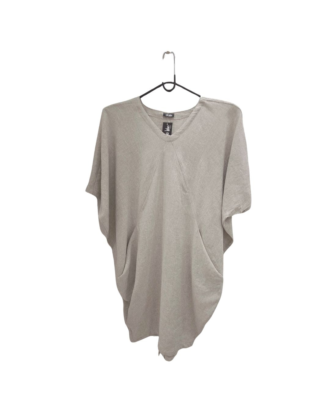 Linen Yachting Dress in Natural — breathable pure linen batwing dress featuring in-seam pockets and easy relaxed fit