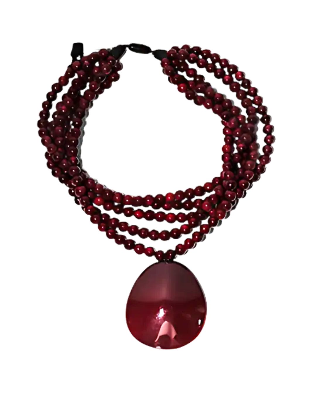 jen kahn Multistrand Beaded Dome Pendant in Claret – sculptural resin bead pendant