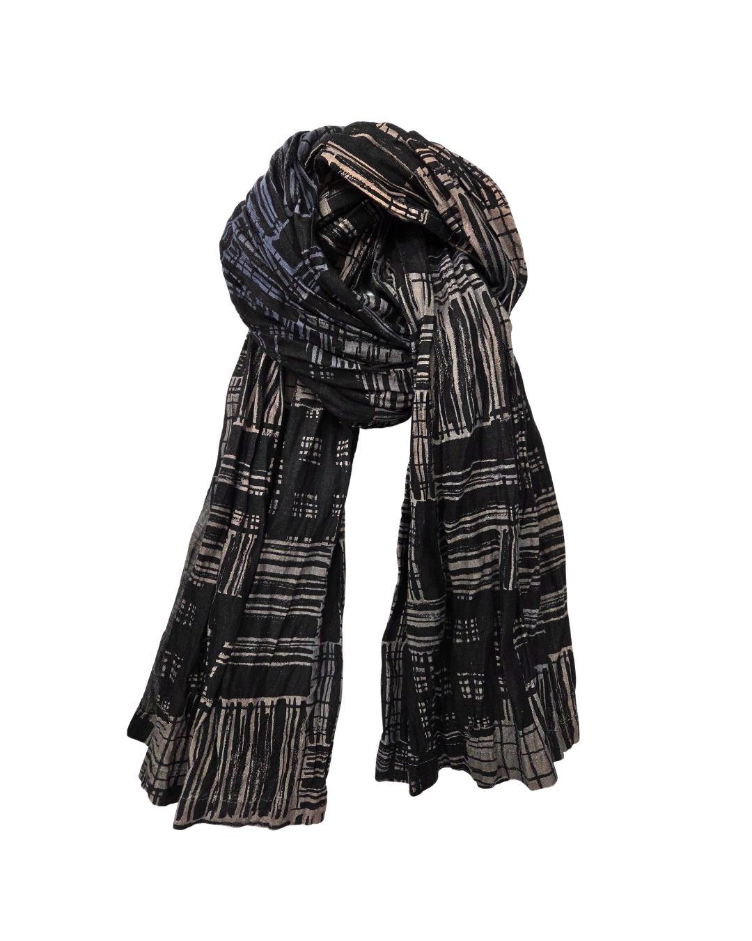 jen kahn Pure Linen Scarf in Slate blocked– lightweight scarf in pure linen