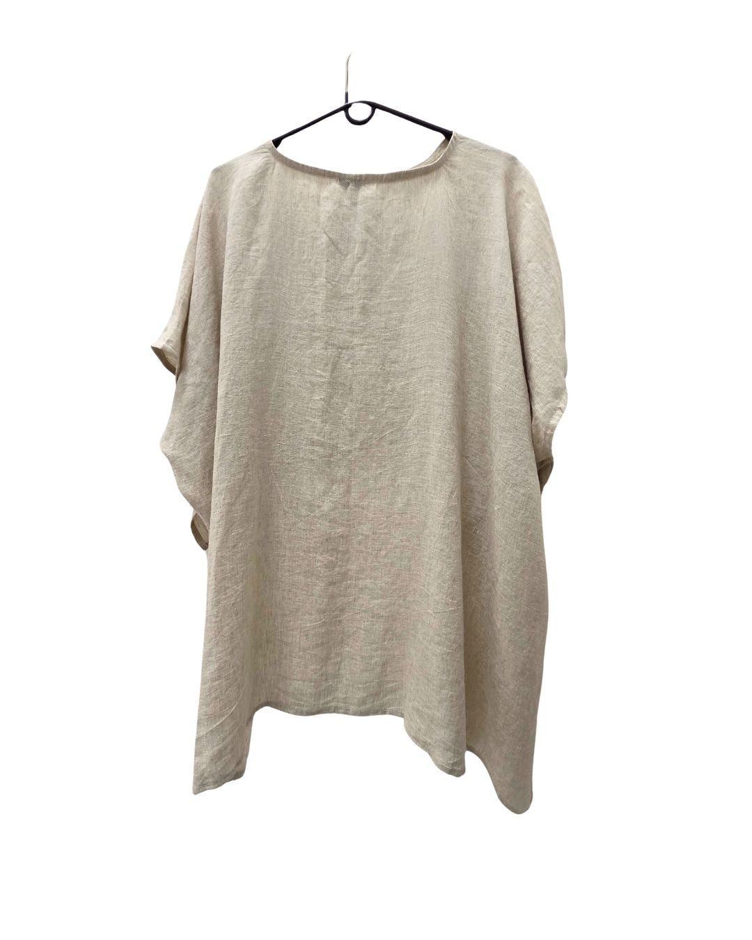 jen kahn Short Front Linen Top in Natural – breathable pure linen top with longer back