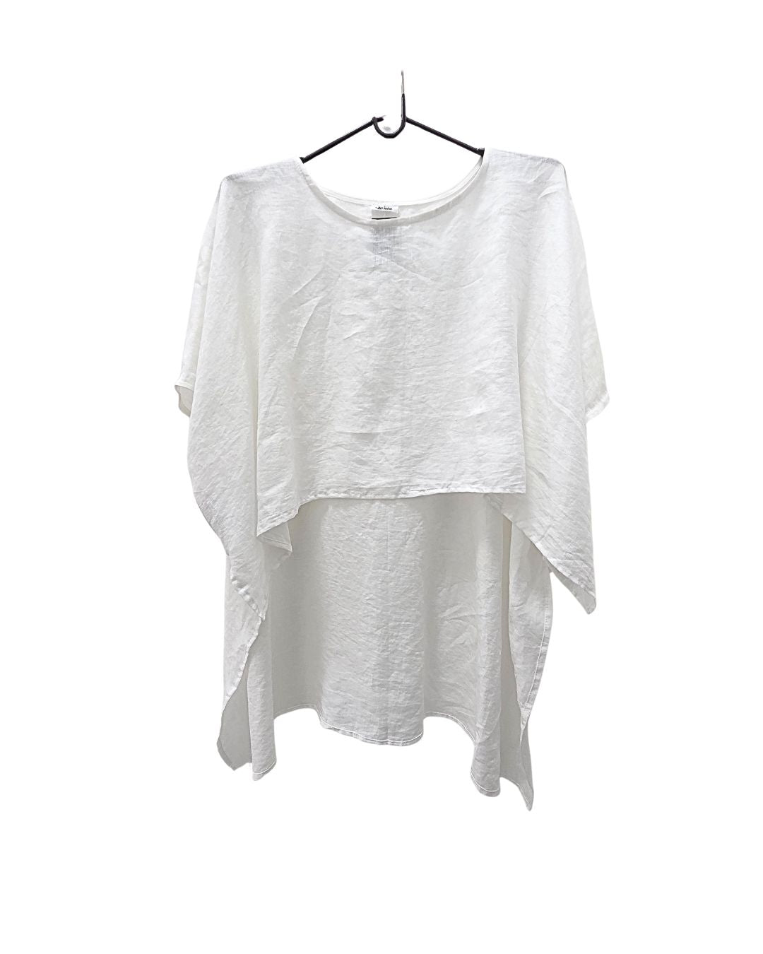 jen kahn Short Front Linen Top in White – lightweight pure linen women’s top