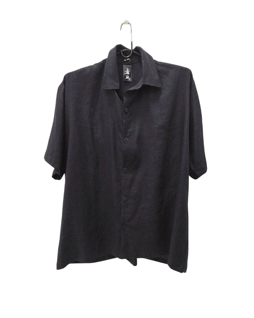 jen kahn Short Sleeved Linen Shirt in Black – refined pure linen men’s shirt