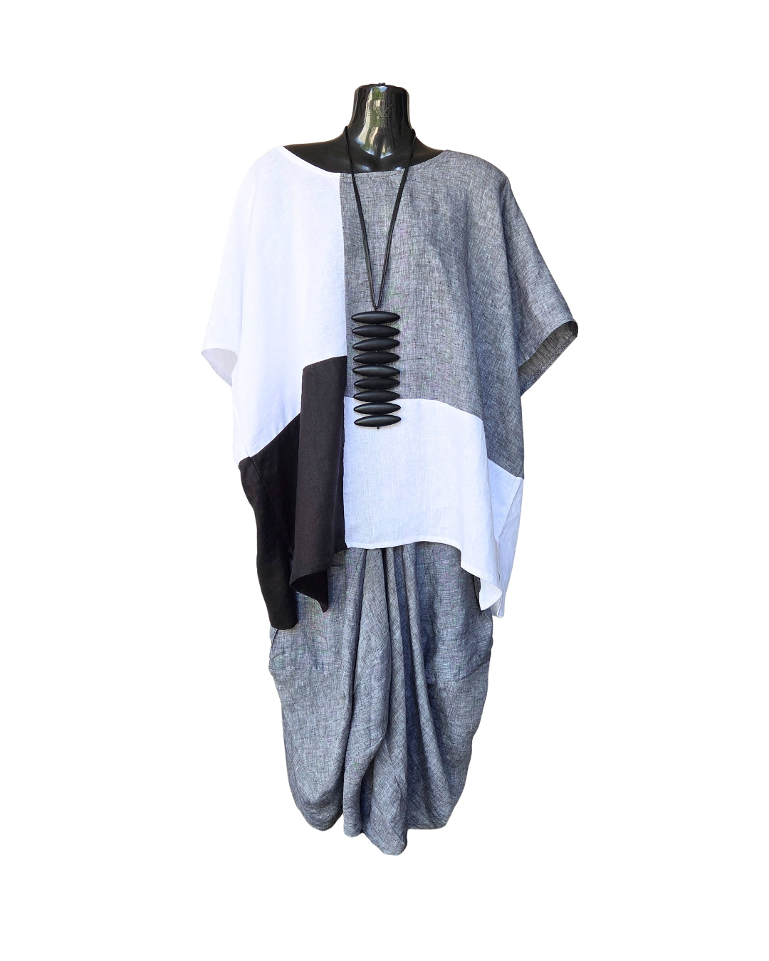 Four  Panel Blocked Linen Top