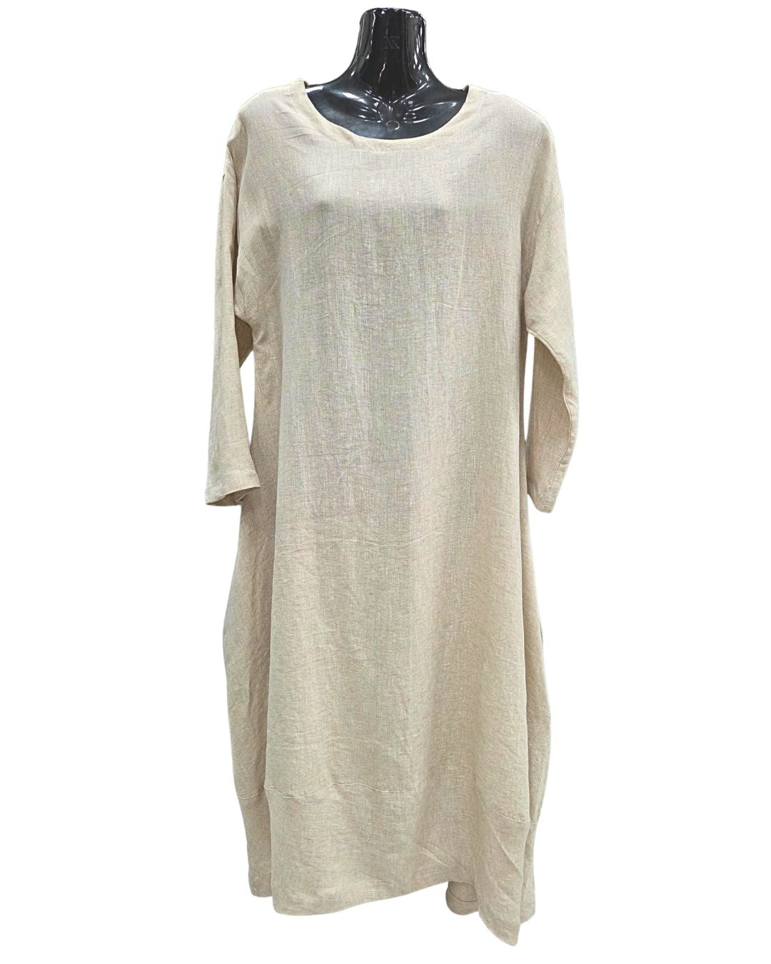 Bell Shaped Long Sleeve Linen Dress