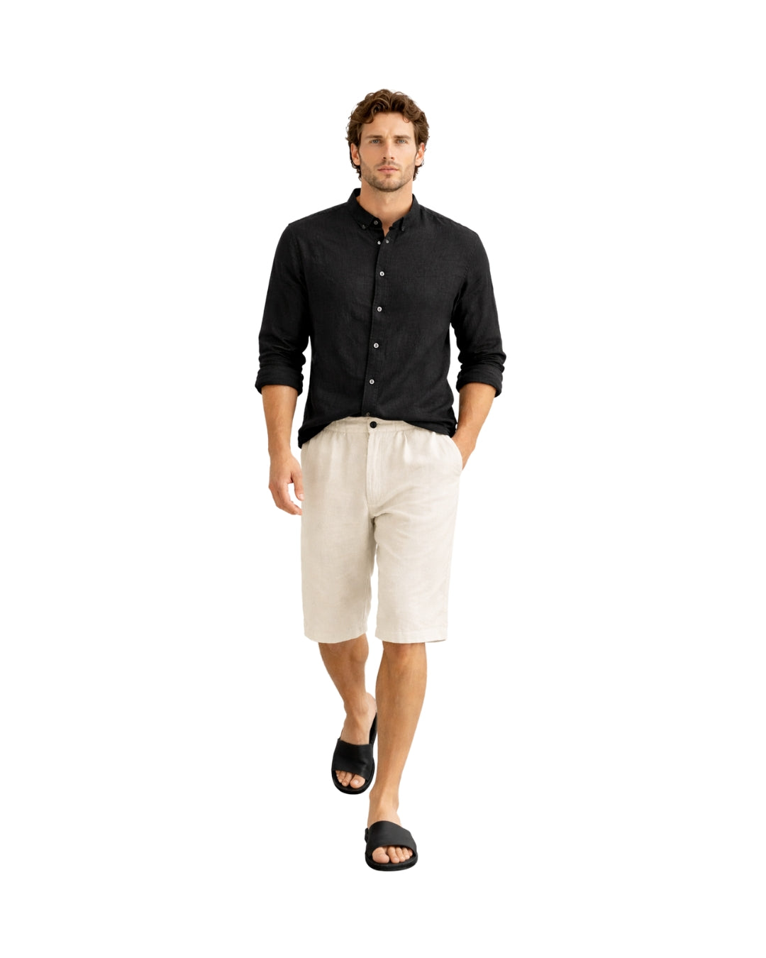 Jen Kahn cropped drawstring linen pants in white - loungewear