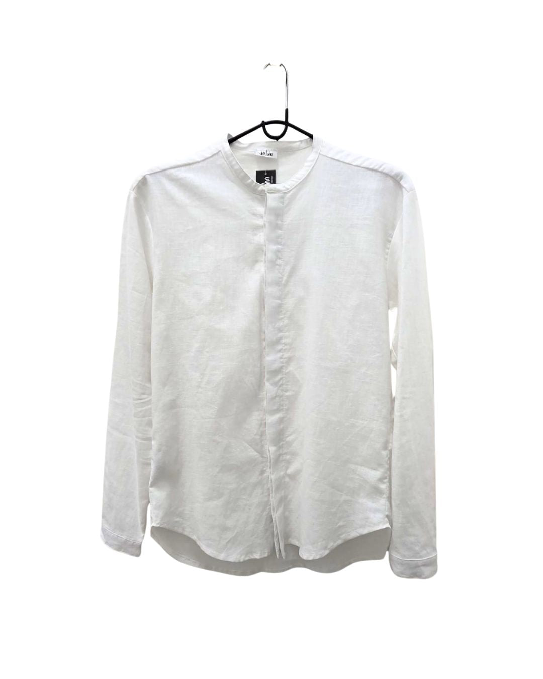 Jen Kahn mandarin collar linen shirt white