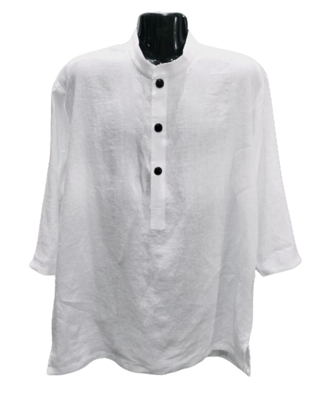 Jen Kahn mandarin half button shirt crisp pure linen 