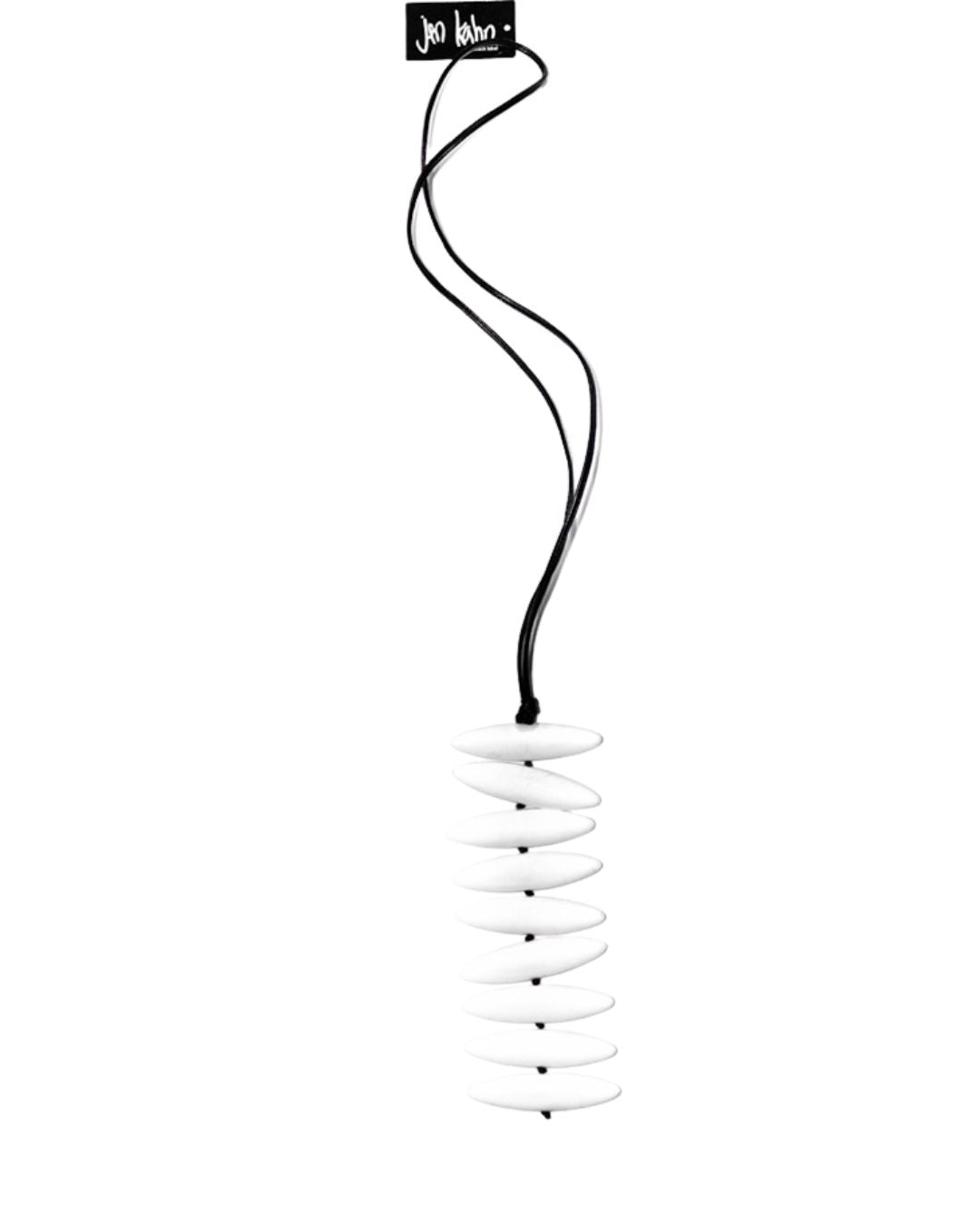 jen kahn Assegai Pendant in White – elongated resin pendant on cord