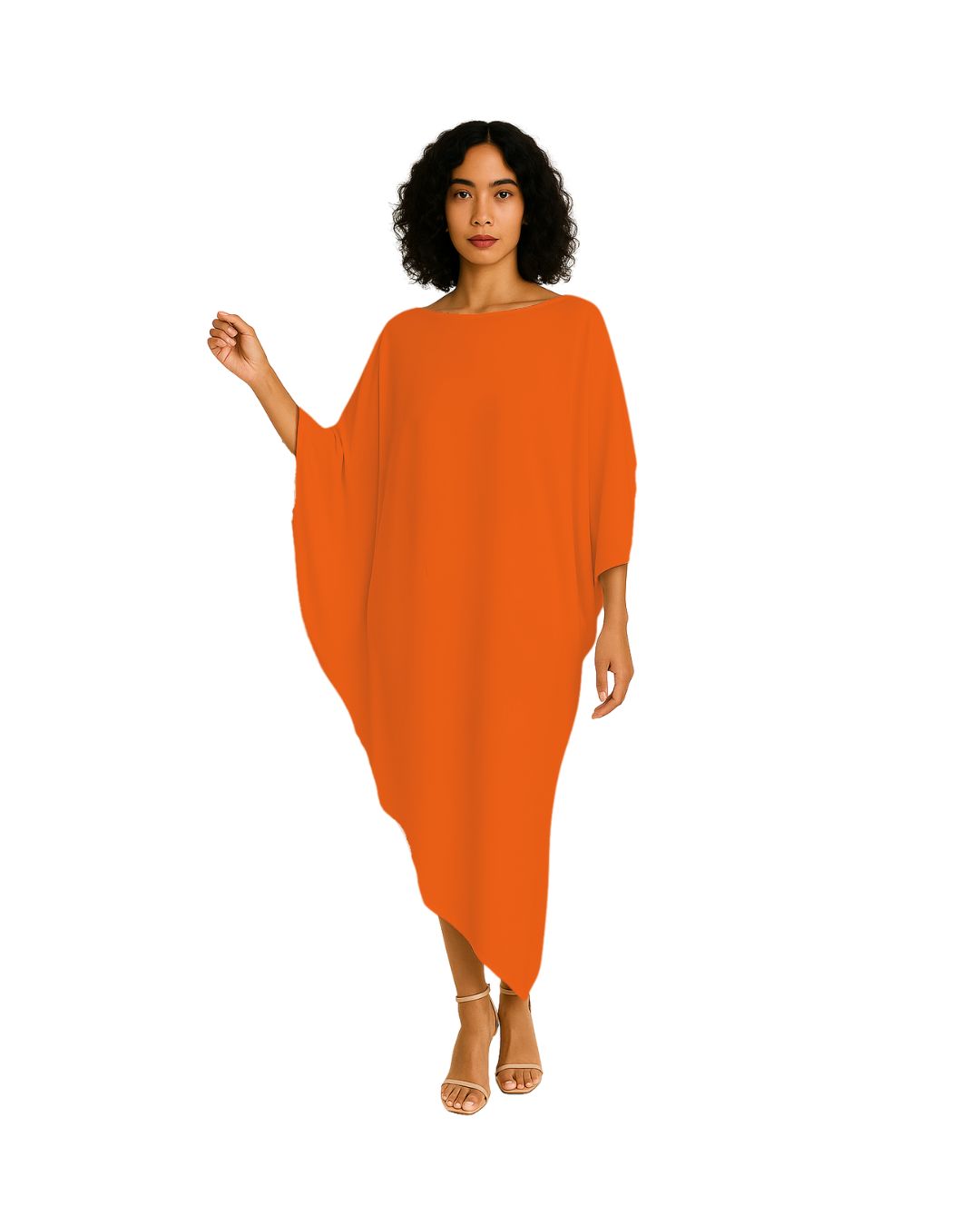 Jen Kahn Batwing Dress in Tangerine – luxury imported jersey knit women’s dress from Cape Town