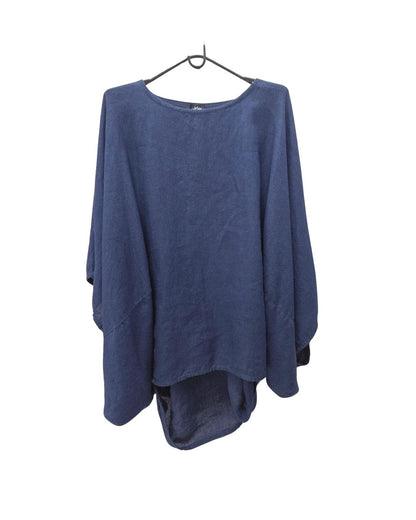 jen kahn Batwing Linen Tunic in Eclipse – pure linen women’s tunic on a hanger