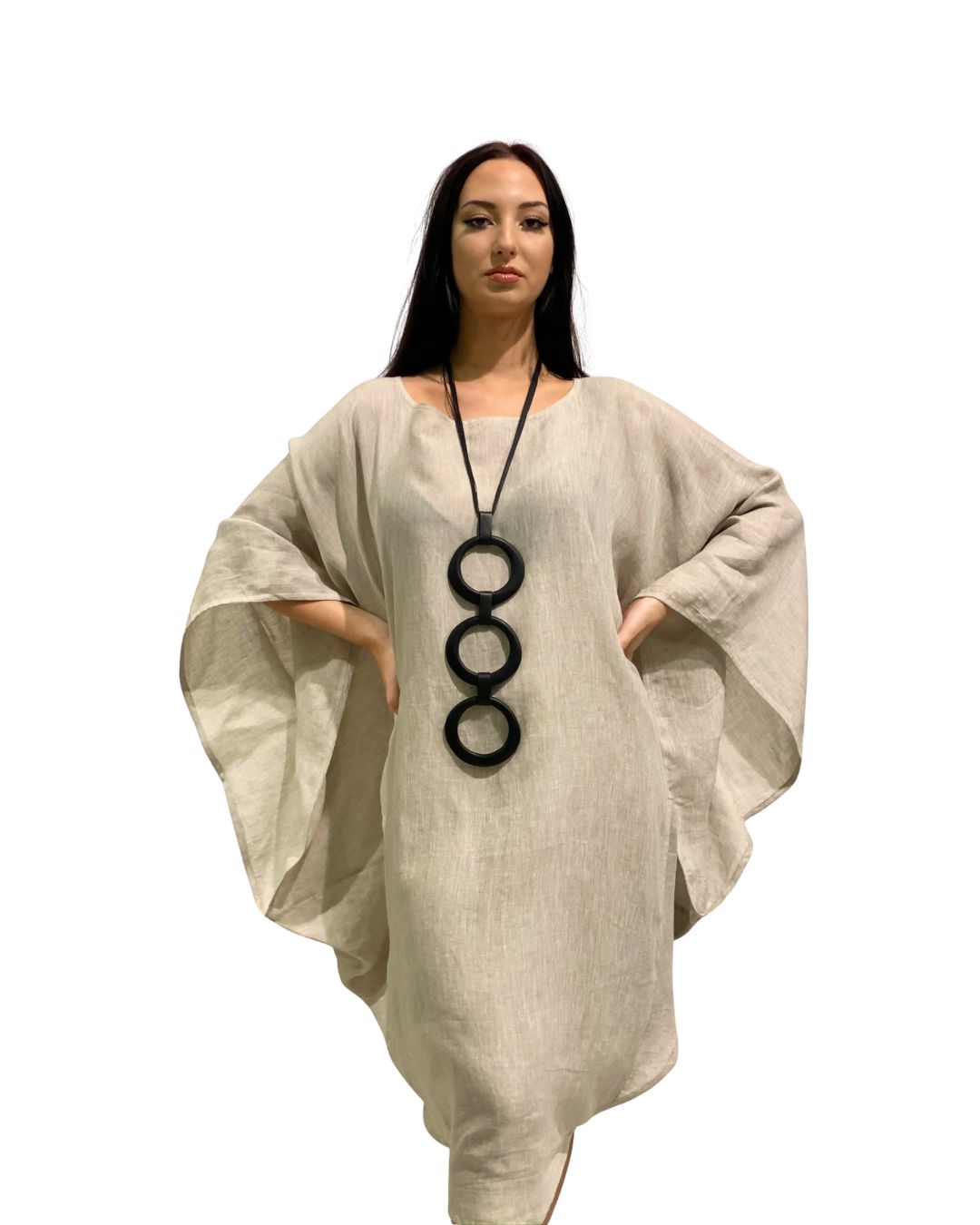 jen kahn Batwing Linen Tunic in Natural – elegant pure linen tunic for effortless dressing