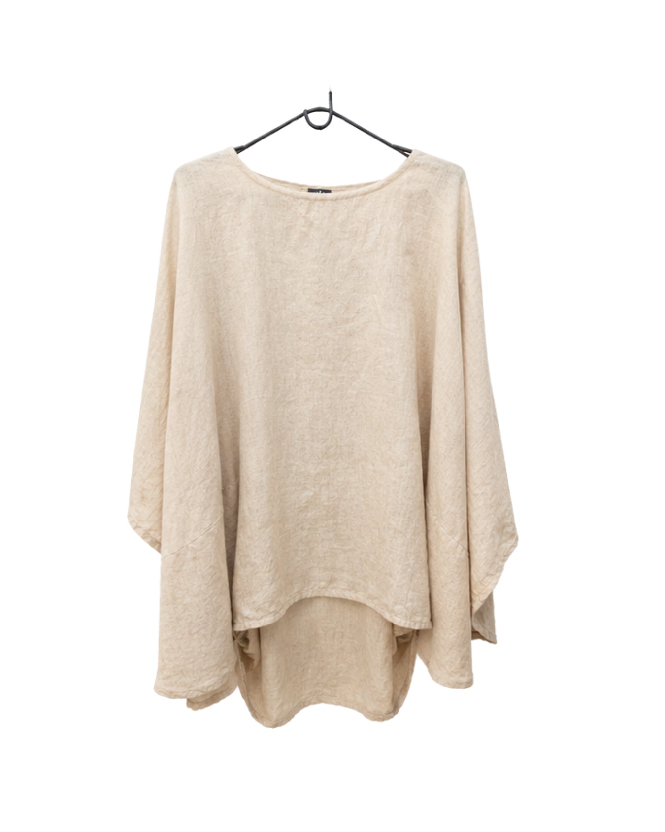 jen kahn Batwing Linen Tunic in Natural – pure linen women’s tunic on a hanger