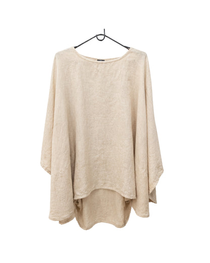 jen kahn Batwing Linen Tunic in Natural – pure linen women’s tunic on a hanger