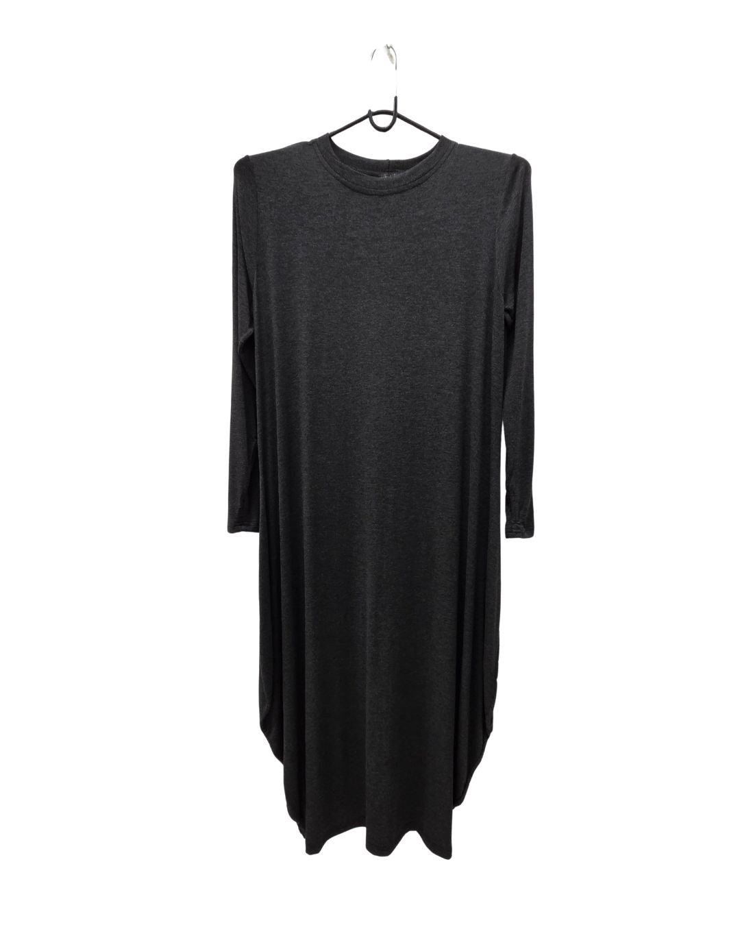 jen kahn Bell Shaped Jersey Knit Dress in Charcoal — full length viscose jersey knit dress
