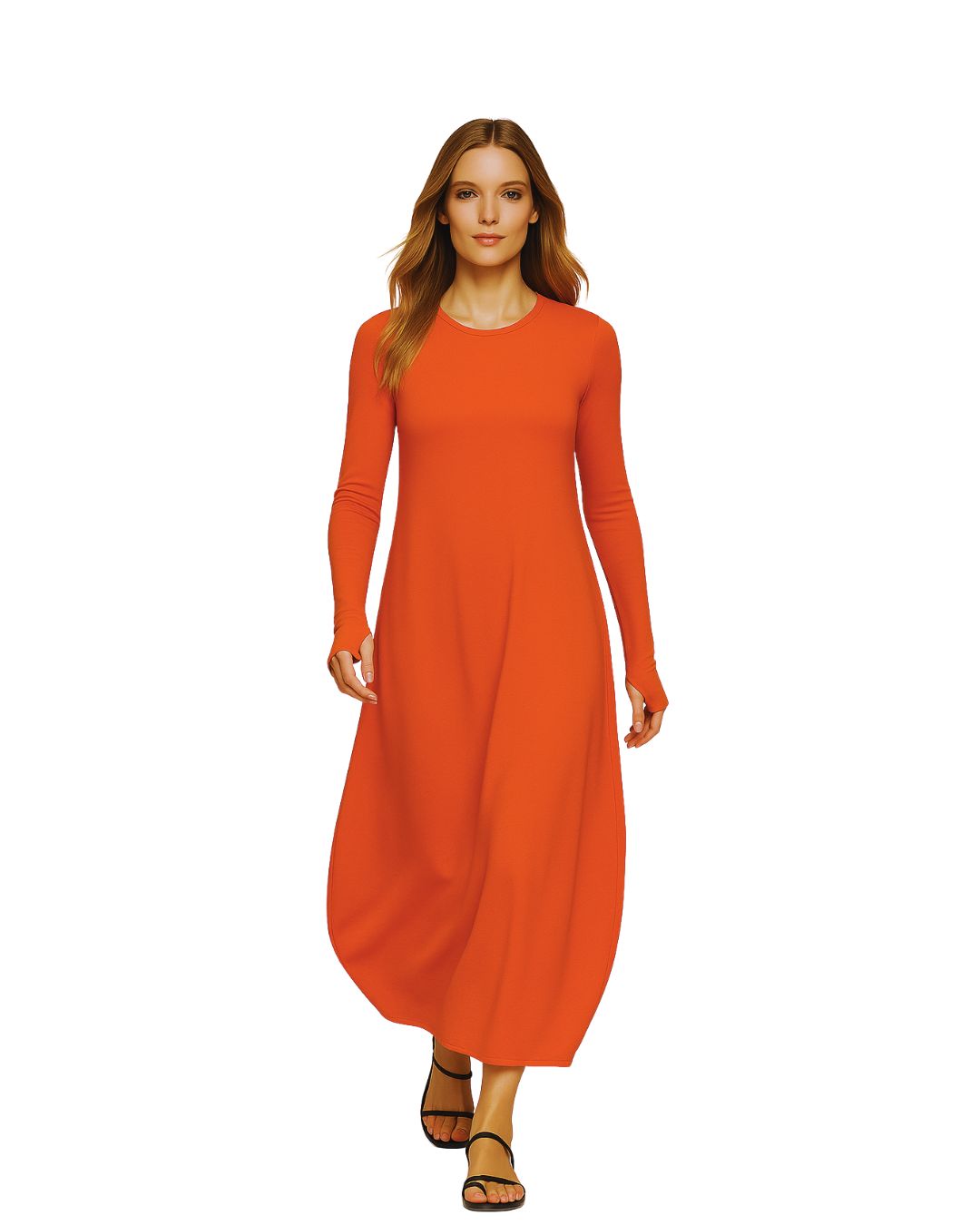 jen kahn Bell Shaped Jersey Knit Dress — long sleeve viscose jersey knit dress
