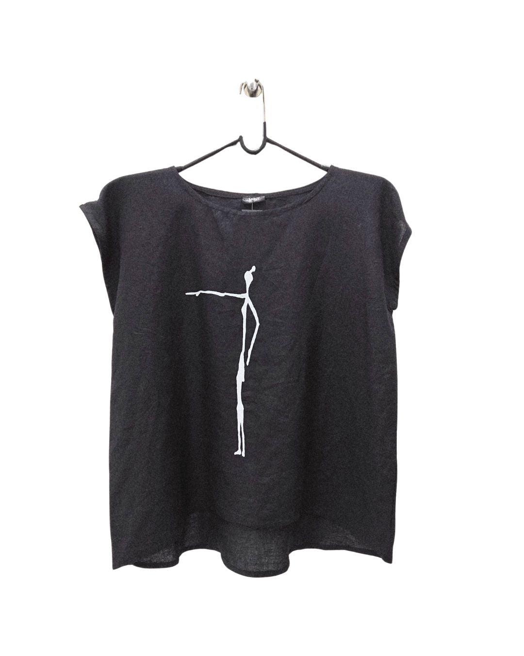 Jen Kahn Cave Print Linen Top in Black – elegant pure linen women’s top