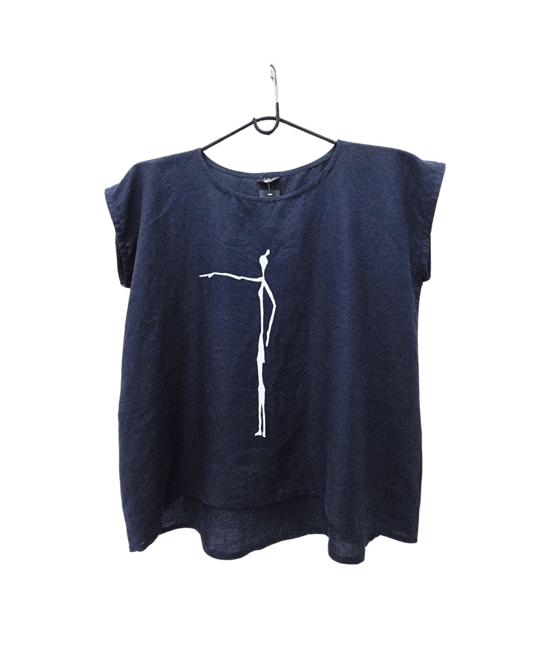 Jen Kahn Cave Print Linen Top in Eclipse – relaxed pure linen women’s top