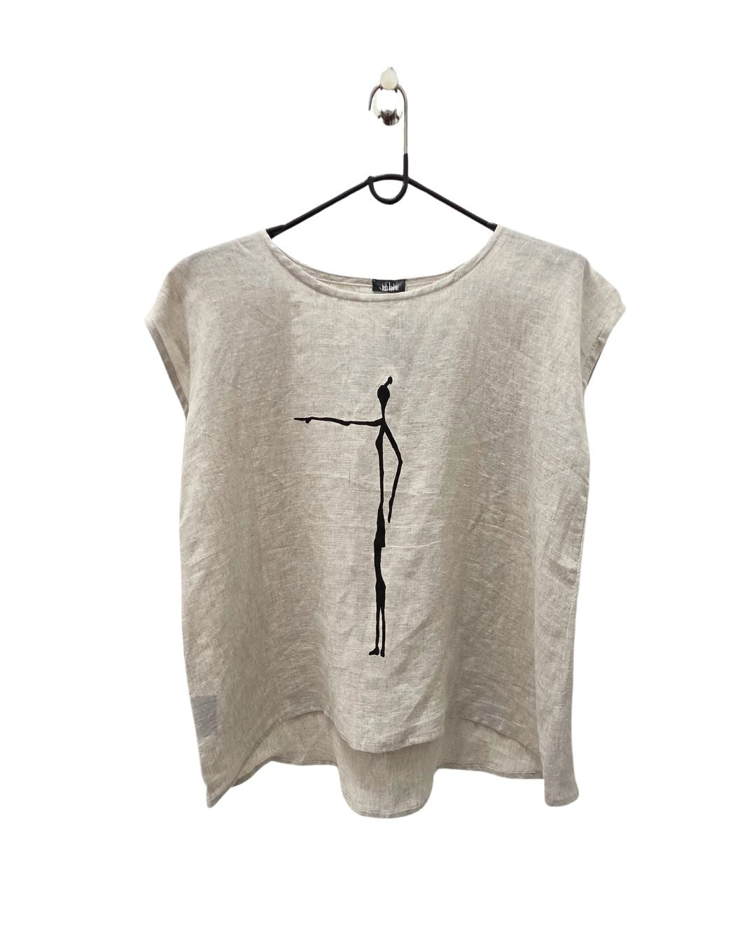 Jen Kahn Cave Print Linen Top in Natural – refined pure linen top with hand-drawn detail