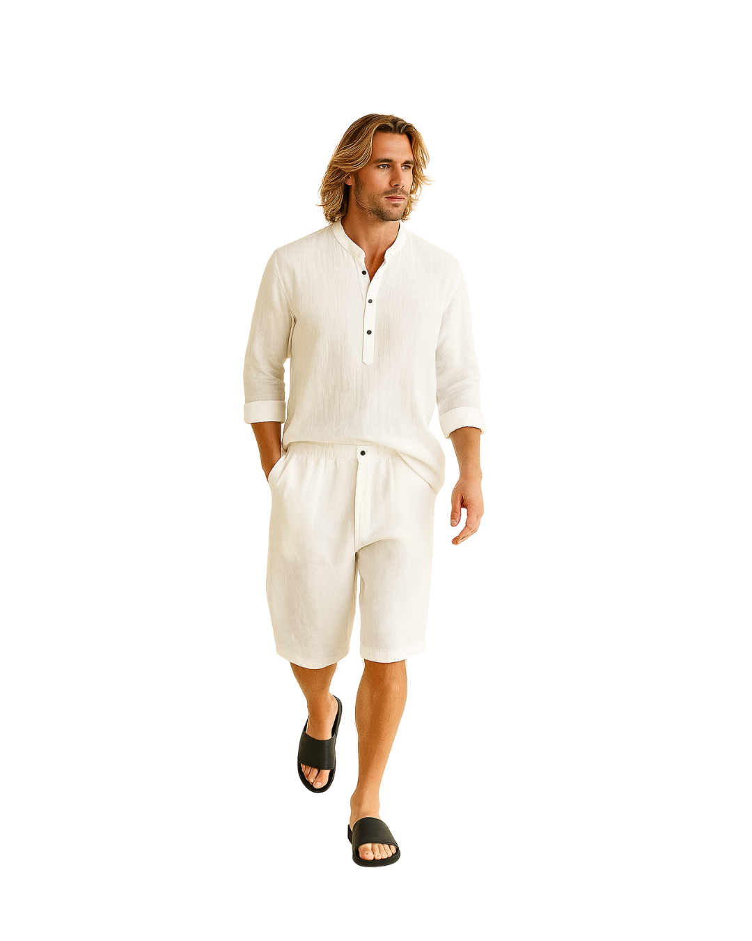 jen kahn Cropped Drawstring Linen Pants in White – pure linen cropped trousers with drawstring waist