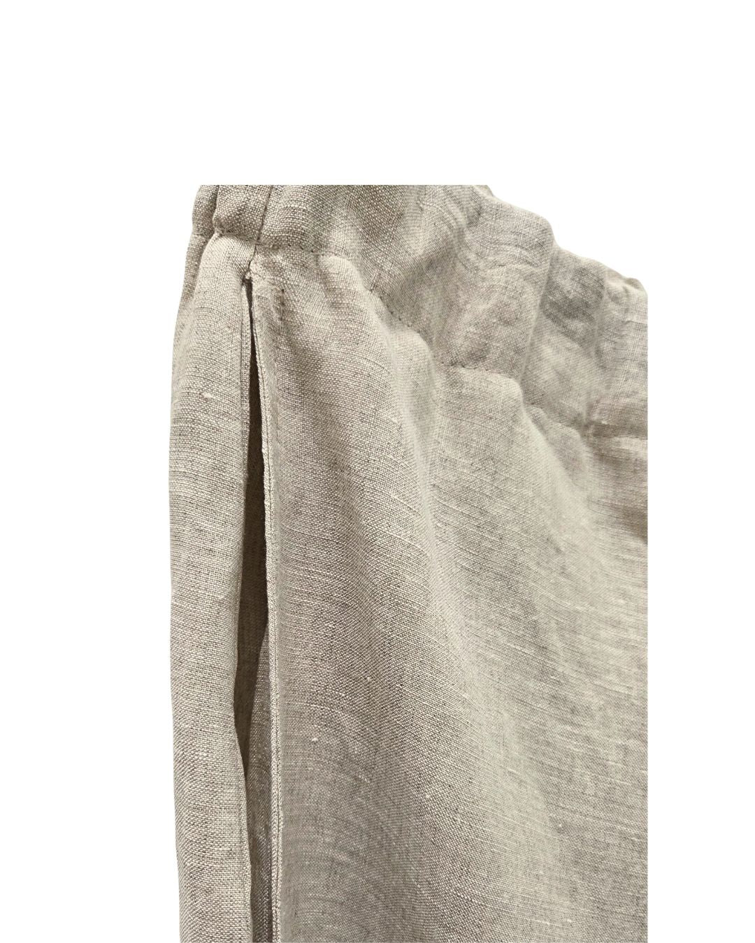 jen kahn Drawstring Linen Pants in Natural – refined pure linen unisex trousers