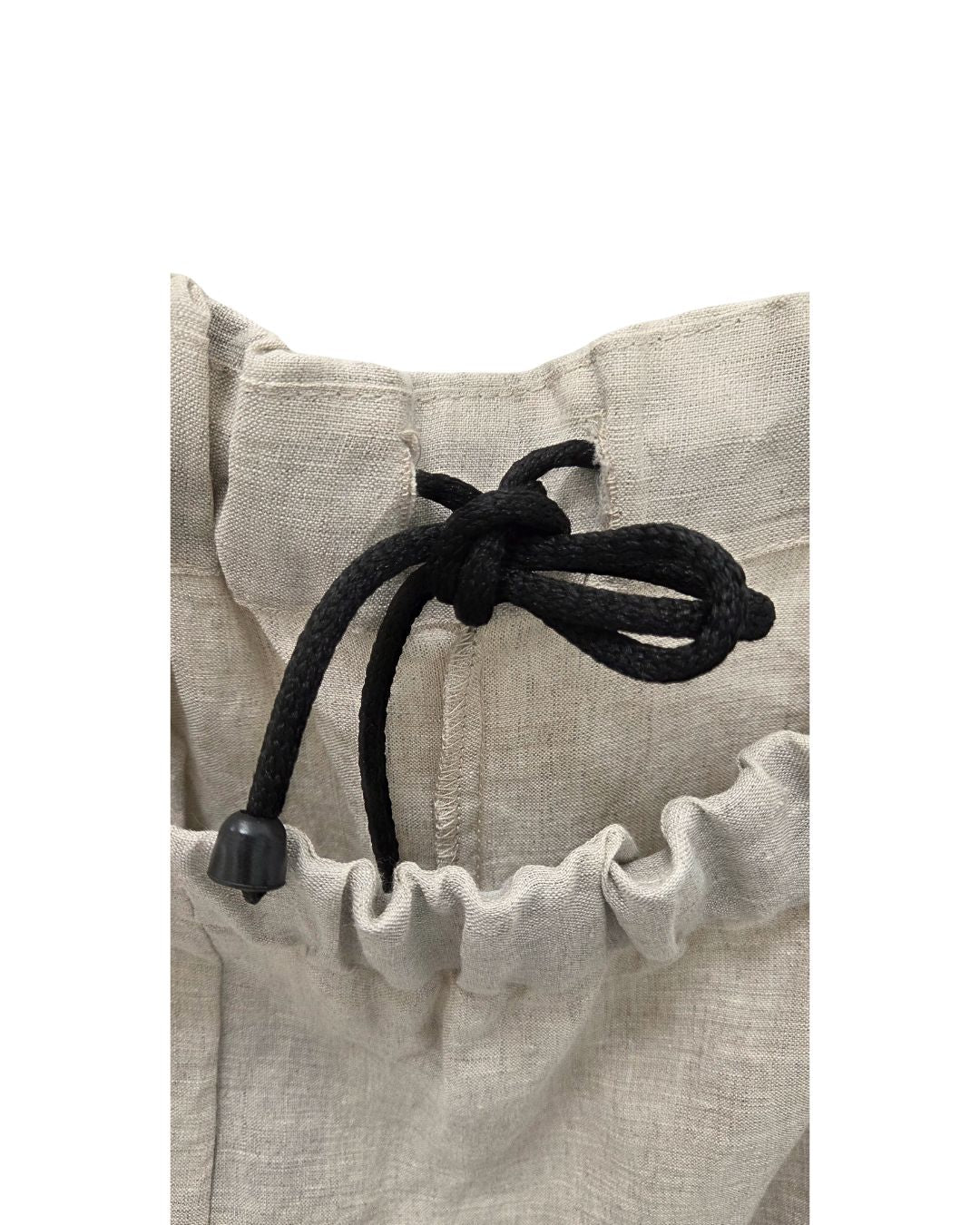 jen kahn Drawstring Linen Pants in Natural – elegant pure linen unisex trousers