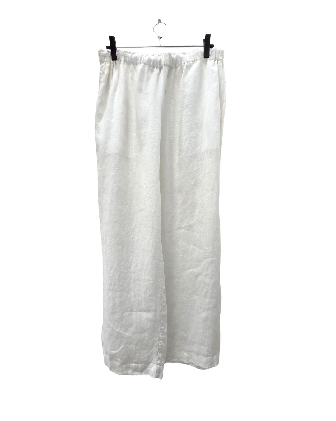 jen kahn Drawstring Linen Pants in White – pure linen drawstring trousers with pockets