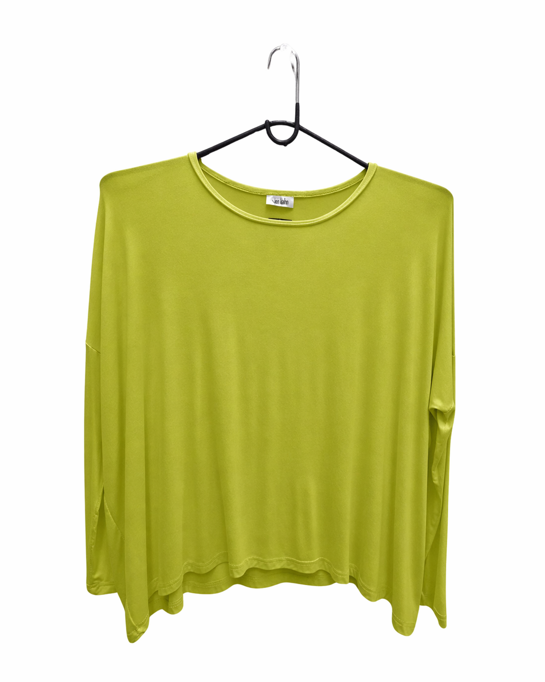 Jen Kahn asymmetric jersey knit top in pistachio with dolman sleeves