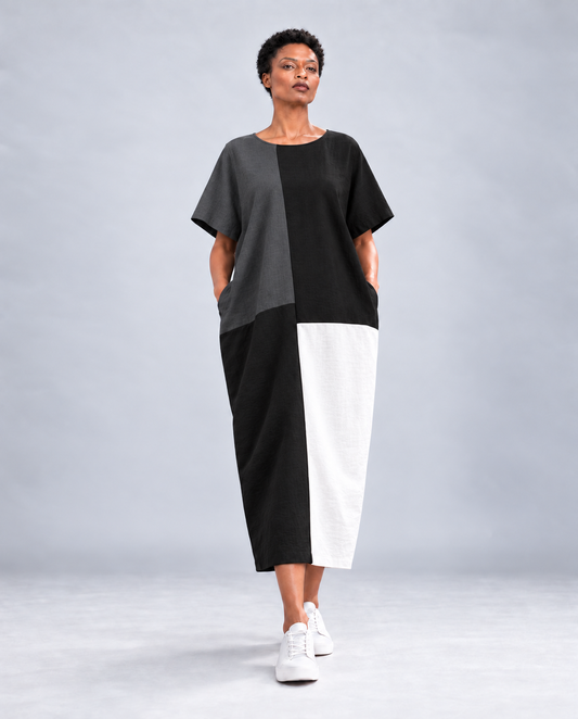 Blocked Linen Dress