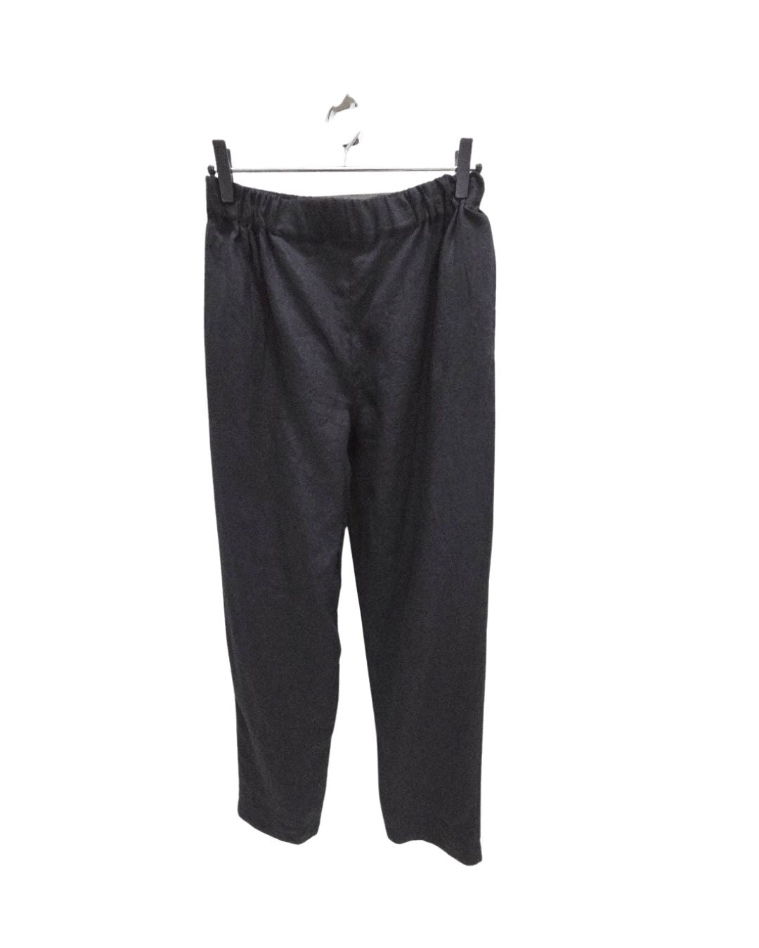 Jen Kahn Cropped Linen Pants in Black pure linen on hanger, with a straight cropped leg and elasticated waistband.