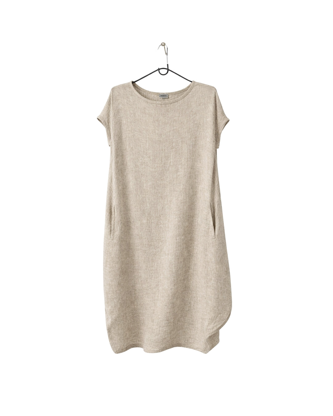 jen kahn Linen Cap Sleeve Bell Dress in Natural, made from pure linen with cap sleeves and a relaxed bell silhouette.
