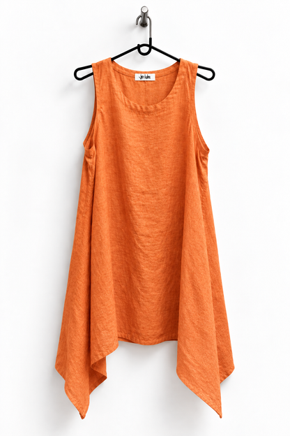Jen Kahn Linen Riviera Dress in Tangerine pure linen