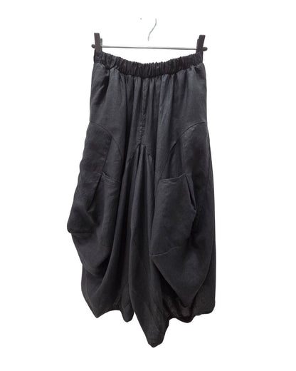jen kahn Linen Samurai Pants in Black — relaxed pure linen free-size trousers