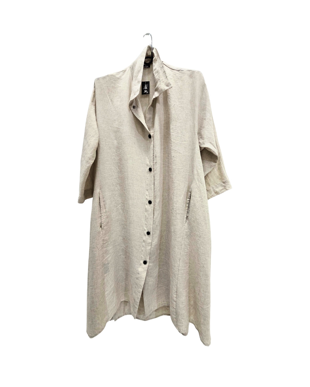 jen kahn Linen Shirt Dress in Natural pure linen with a classic shirt collar, button-through front and relaxed knee-length shape.