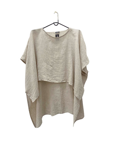 jen kahn Linen Tokyo Top in Natural – breathable pure linen top with longer back