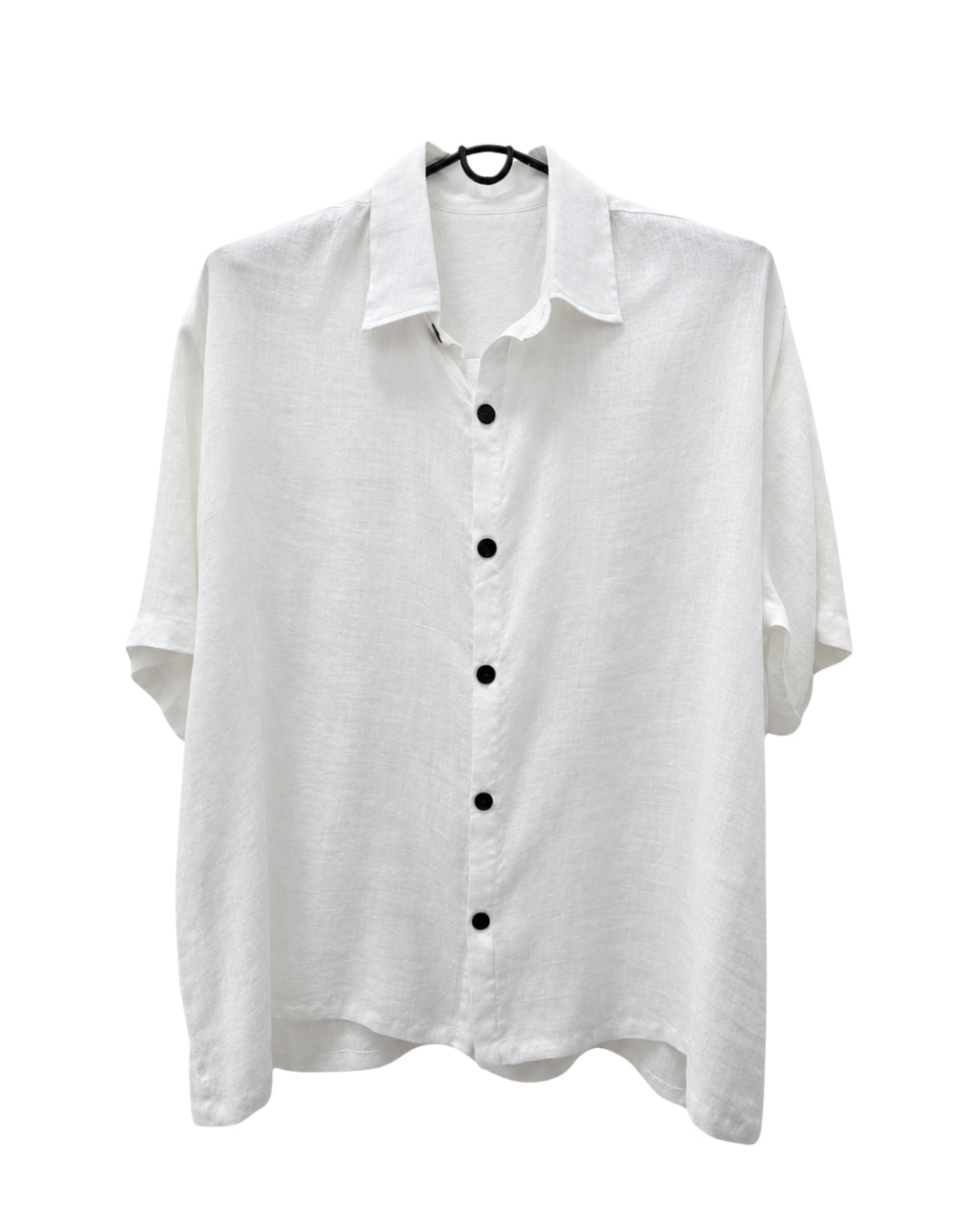 Jen Kahn white Short Sleeved Linen Shirt in pure linen