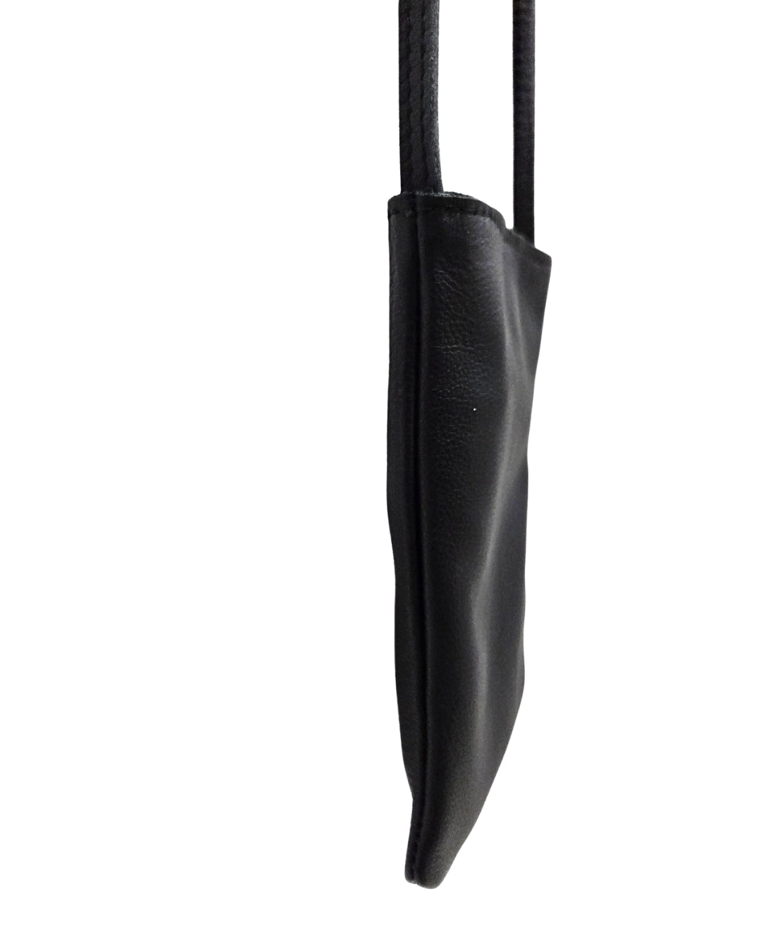 Jen_Kahn_small_leather_shoulder_bag_in_black_nappa_leather_side_view_showing_slim_profile