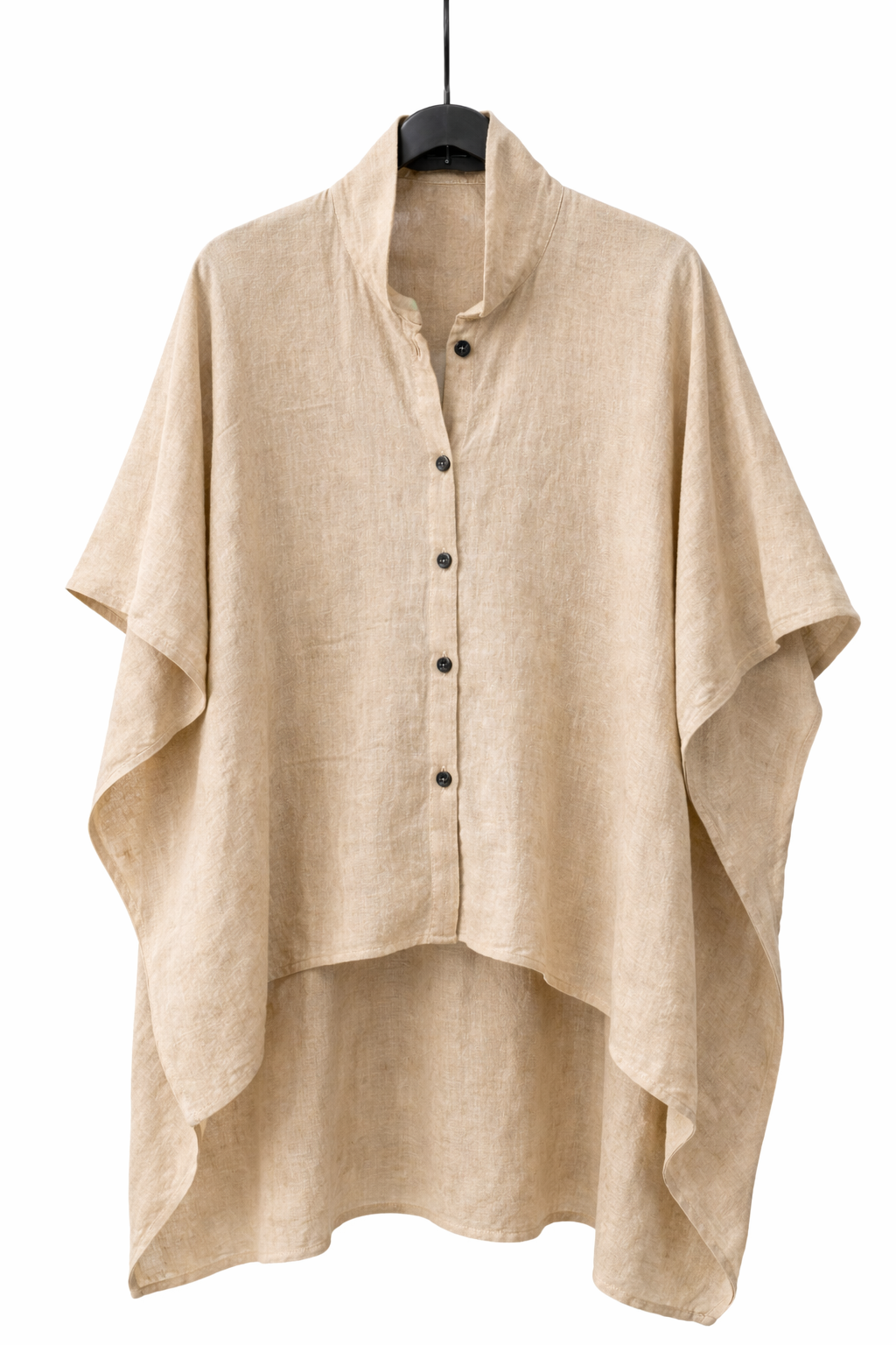 Jen Kahn Tokyo linen shirt in natural linen with asymmetrical hem and button-down front