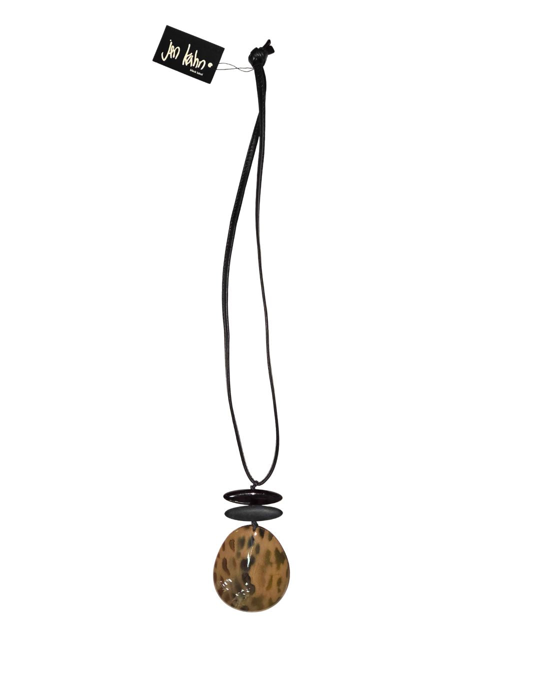 jen kahn Leather Dome Pendant in Animal Print – bold resin statement pendant