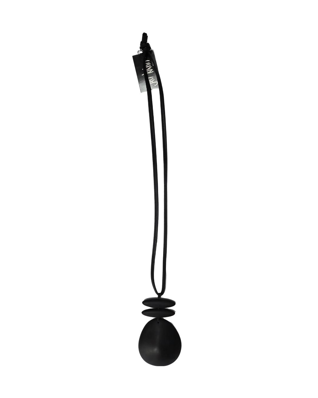 jen kahn Leather Dome Pendant in Black – resin assegai pendant on rubber cord