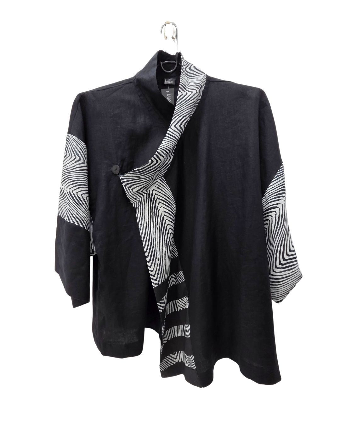 jen kahn Linen Asian Jacket in Black – unisex pure linen kimono jacket
