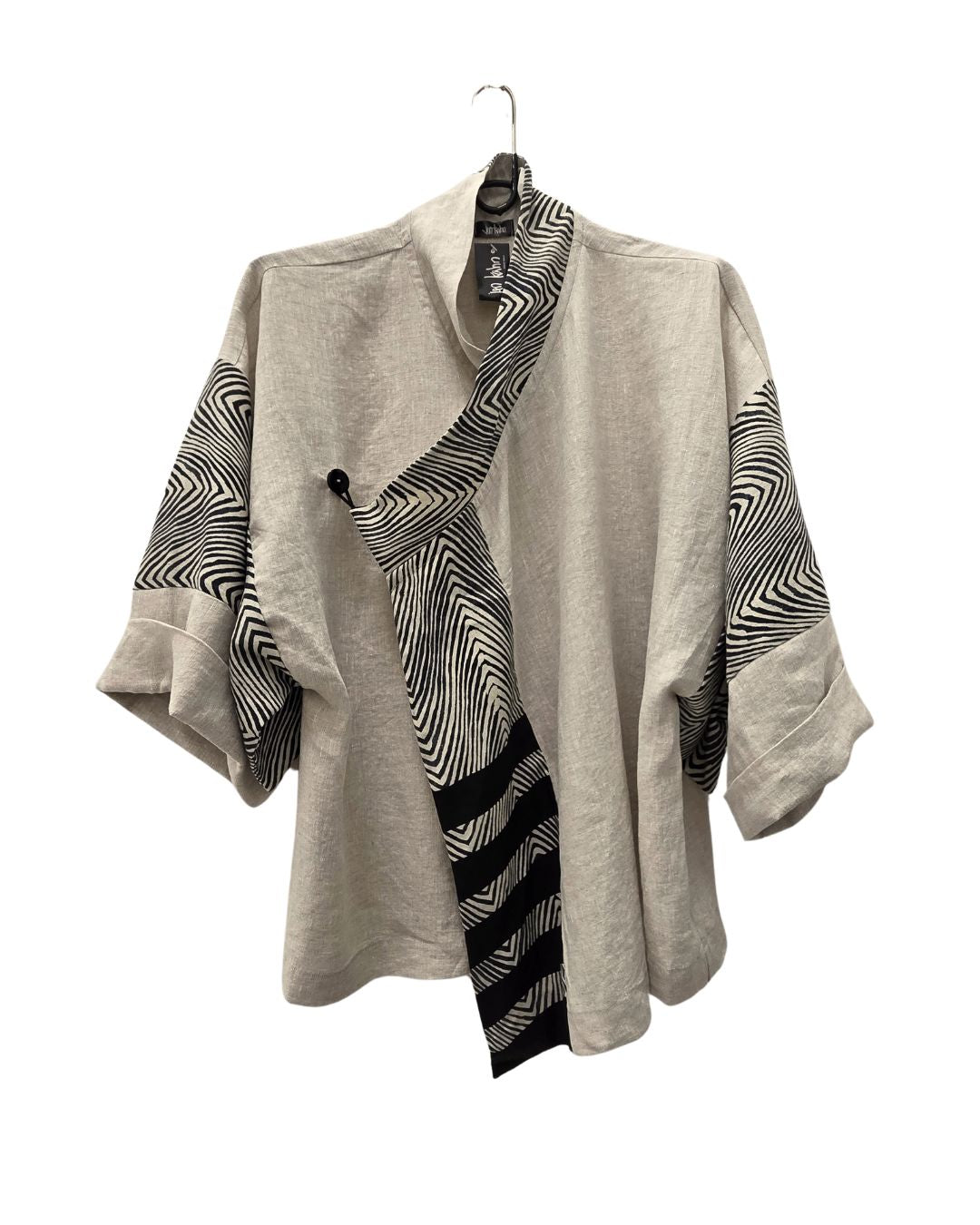 jen kahn Linen Asian Jacket in Natural – relaxed pure linen jacket