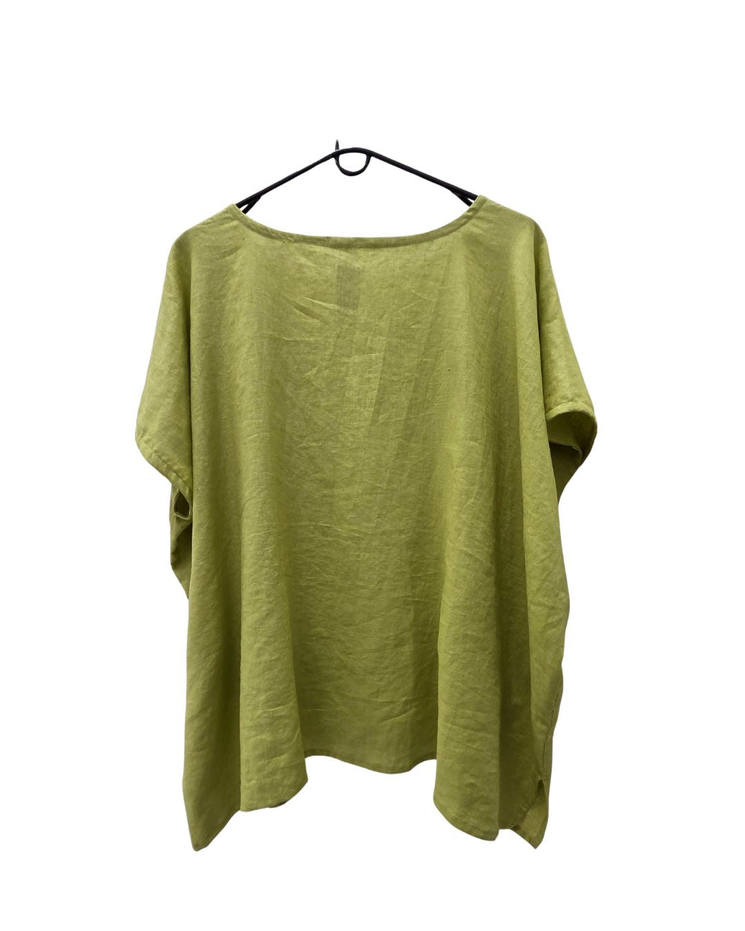 Jen Kahn Linen Pocket Top in Pistachio – pure linen women’s top with front pockets