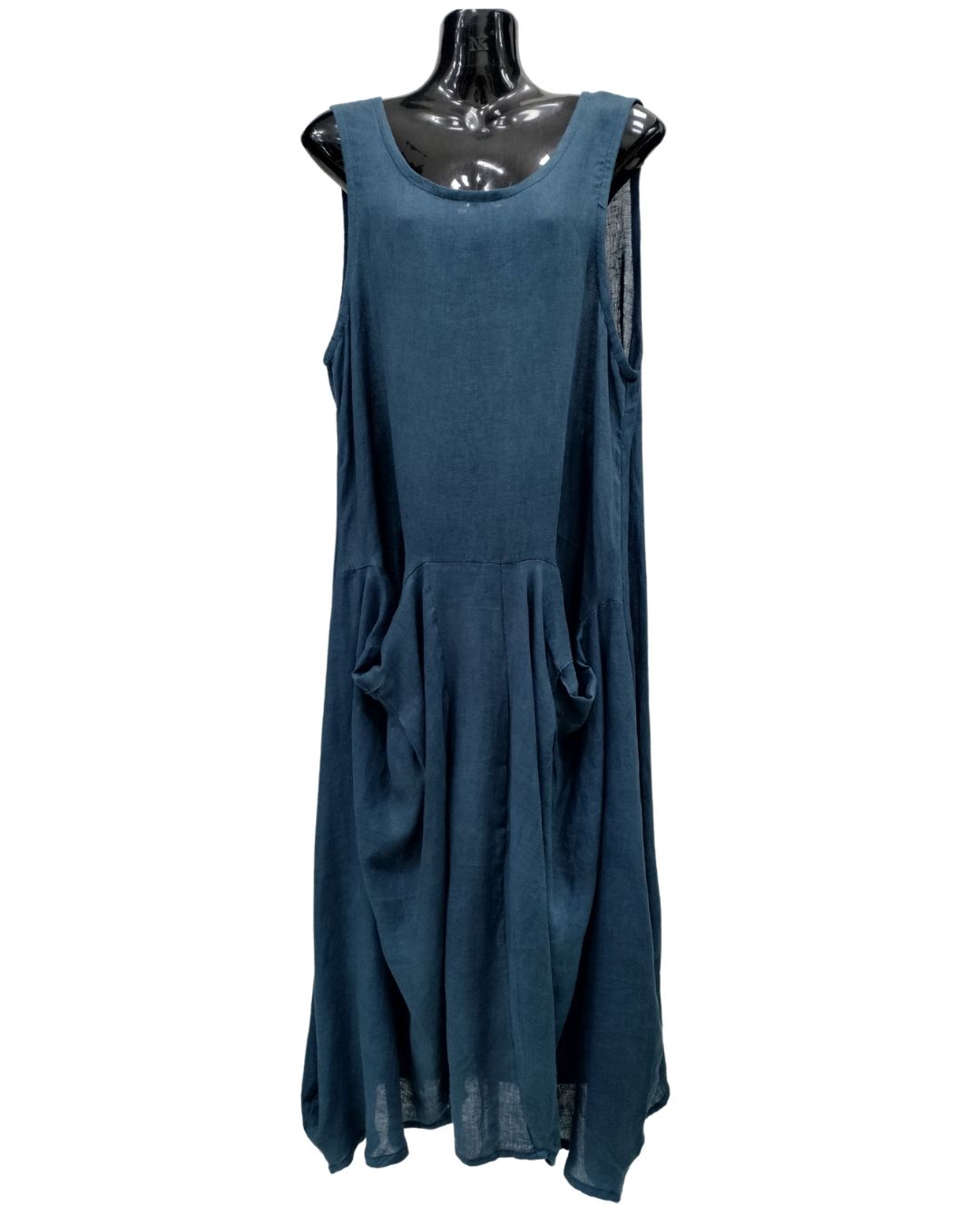 jen kahn Linen Sailing Dress in Eclipse – elegant mid-calf linen dress