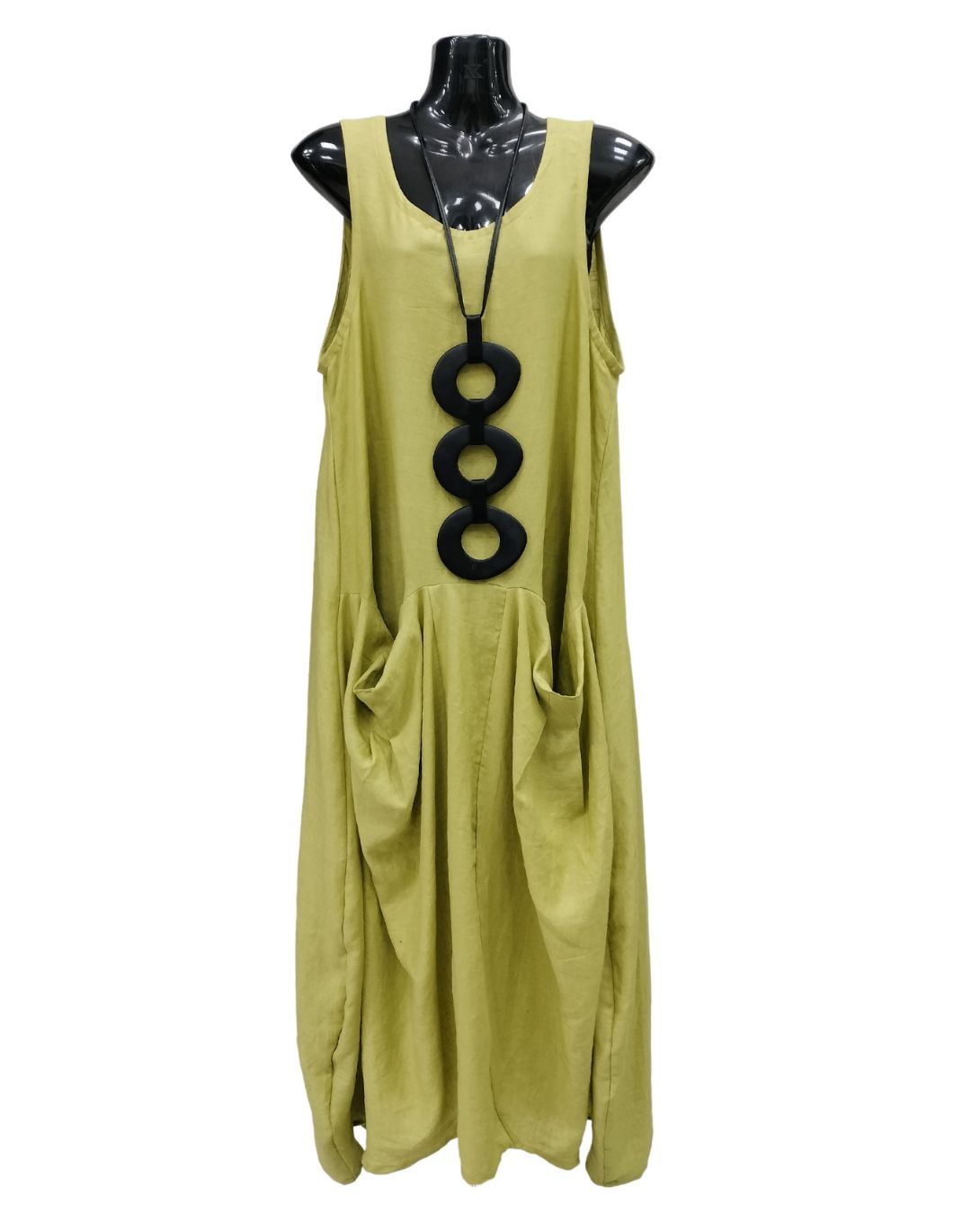 jen kahn Linen Sailing Dress in Pistachio – sleeveless pure linen dress