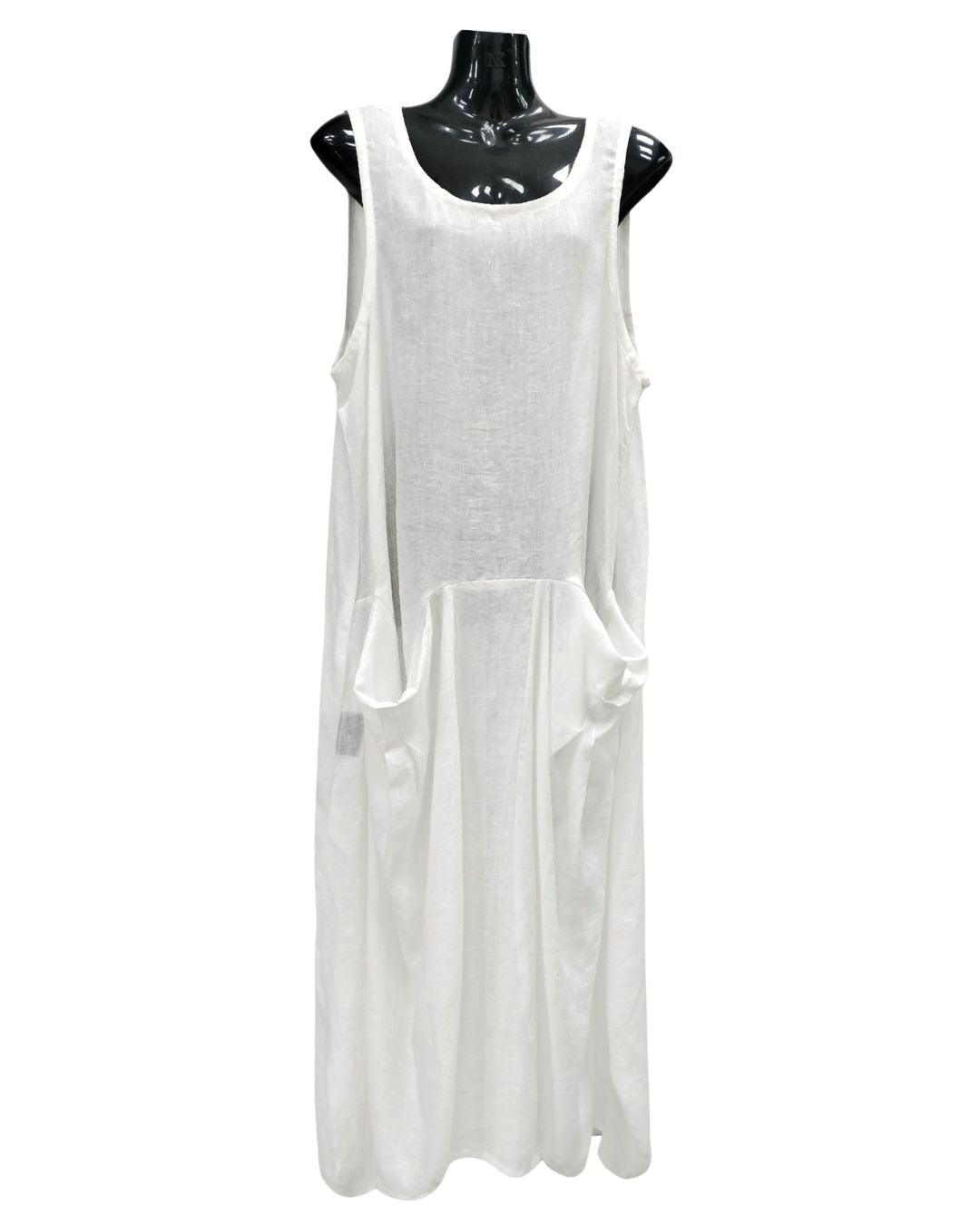 jen kahn Linen Sailing Dress in White – light pure linen summer dress