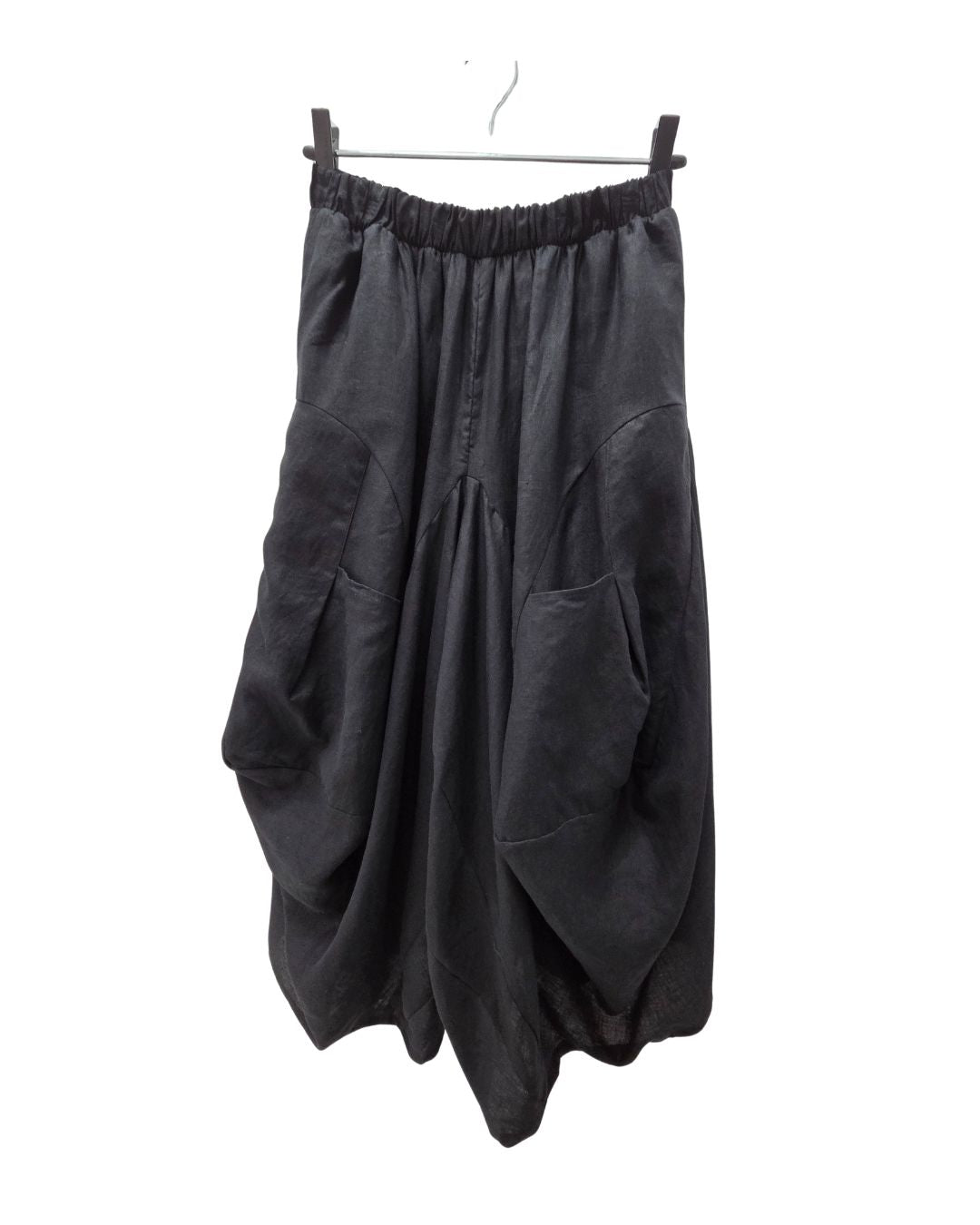 jen kahn Linen Samurai Pants in Black — relaxed pure linen free-size trousers